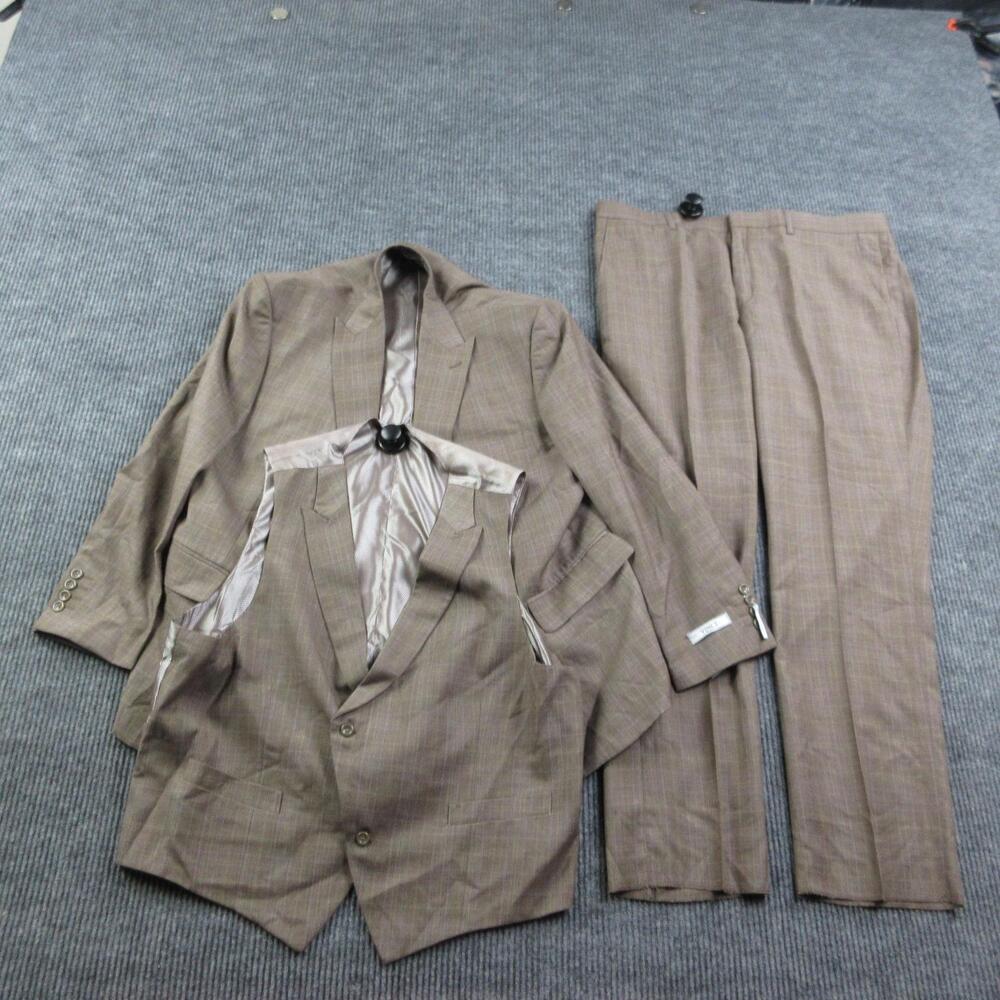 Vinci Philosophy Suit Mens 46S/40W Brown Plaid 3 Piece Vest Pants Set 39x31* NWT